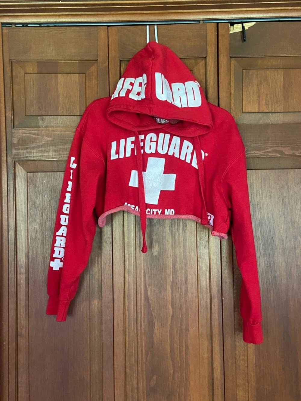 Lifeguard Red Cropped Hoodie - Women's Sweatshirt